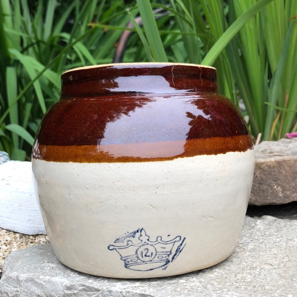 Primitive Robinson Ranbottom Blue Crown #2 Stone Ware Pottery Jar-Made in USA - Picture 3 of 14